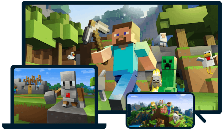 Minecraft na r&oacute;żnych urządzeniach.