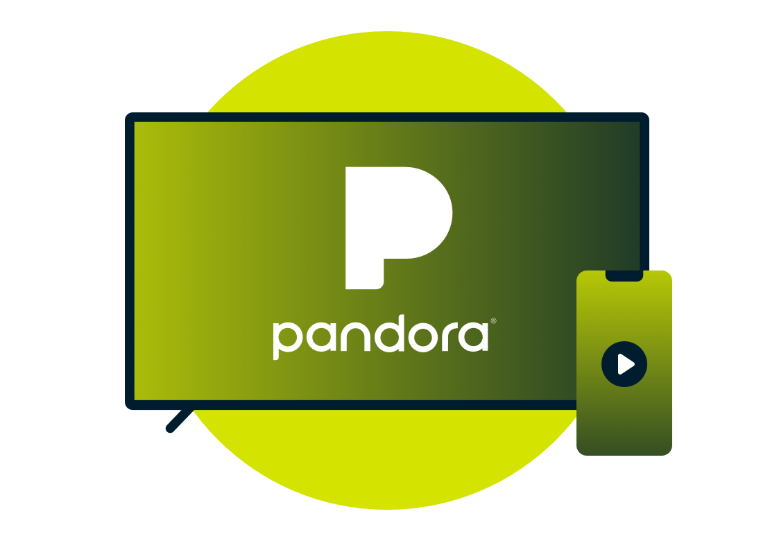 Tela de televis&atilde;o com o logotipo da Pandora.