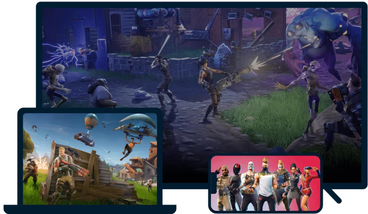 Fortnite p&aring; ulike enheter.