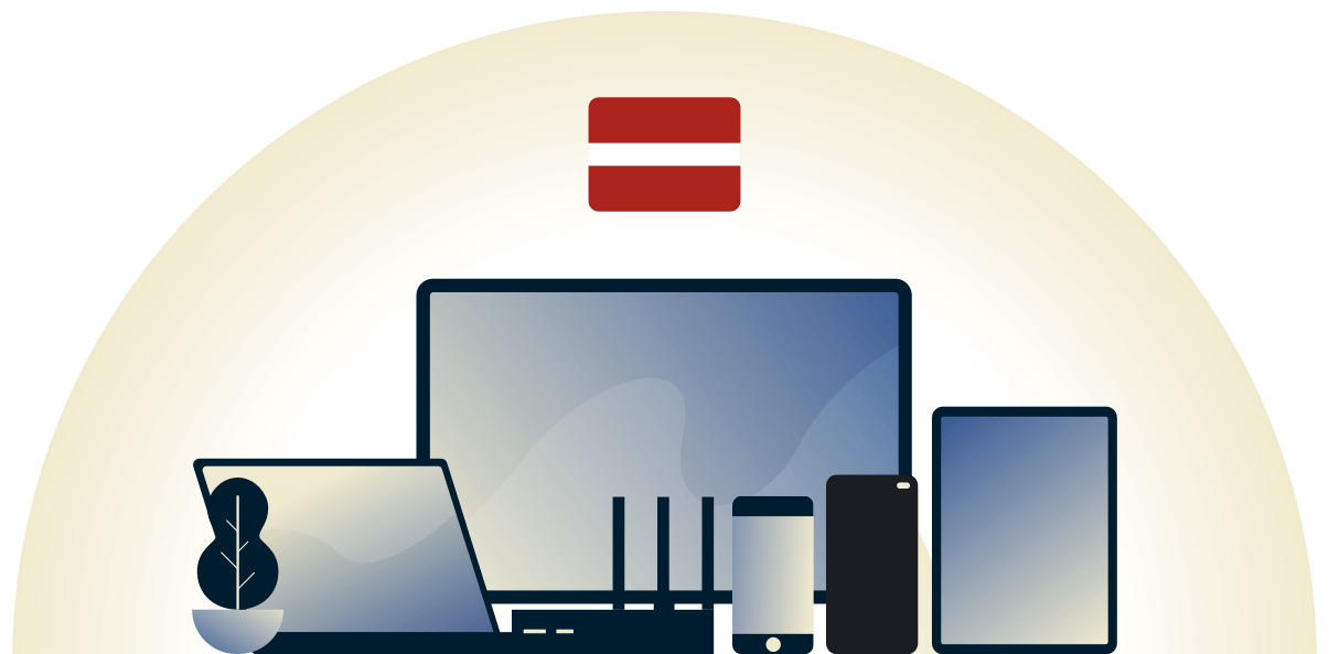 VPN per la Lettonia che protegge una varietà di dispositivi.